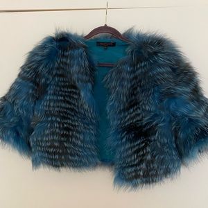 Manish Arora Paris Fur Crop Jacket - Teal